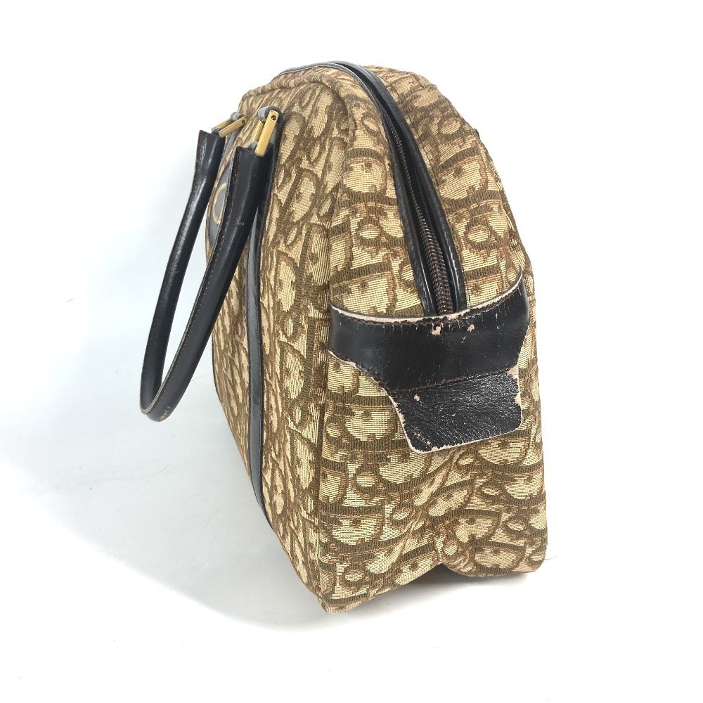 Dior Logo Trotter Boston Bag Beige Tan Leather Canvas - Picture 3 of 9